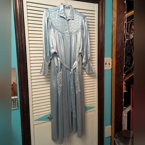 1950 Blue Women's Satin Robe